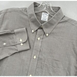 Brooks Brothers Shirt Mens XL Gray Check Regent Houndstooth Non Iron Dress Shirt